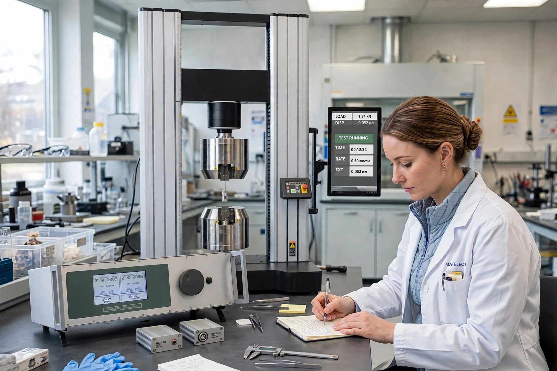 Materials testing lab using Matelect potential drop instruments